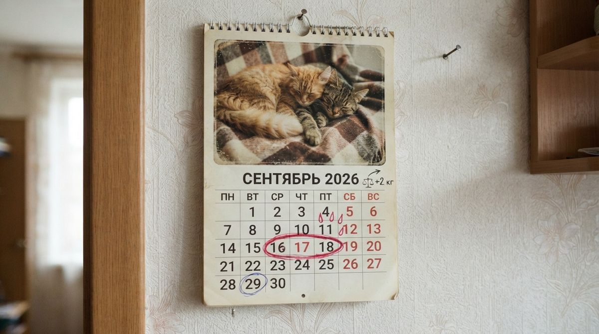 Настенный календарь с отмеченными днями цикла